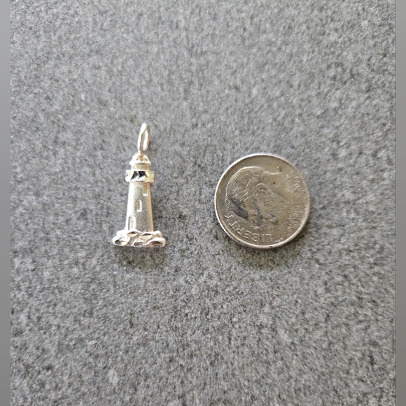 Sterling Silver Lighthouse Pendant / Charm - Picture 4 of 6